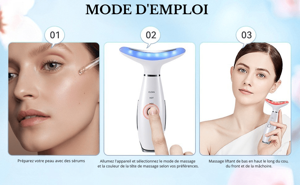 Masseur Anti - Rides Visage et Cou - Soin Anti - Âge | Dermalumi - Dermalumi